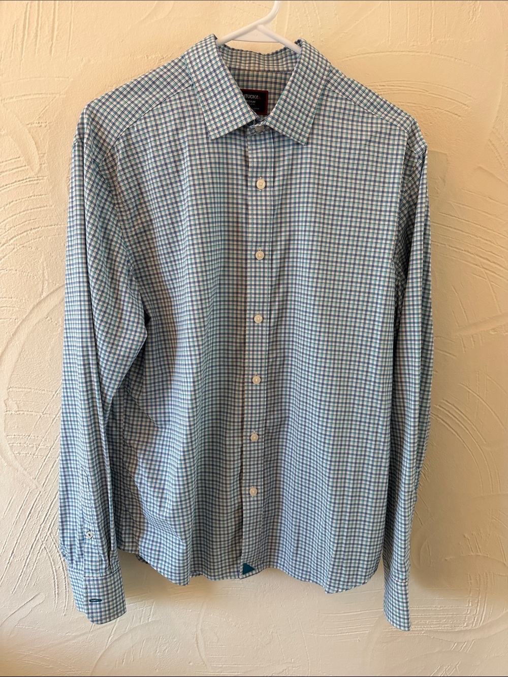 UNTUCKit Light Blue and White Gingham Dress Shirt